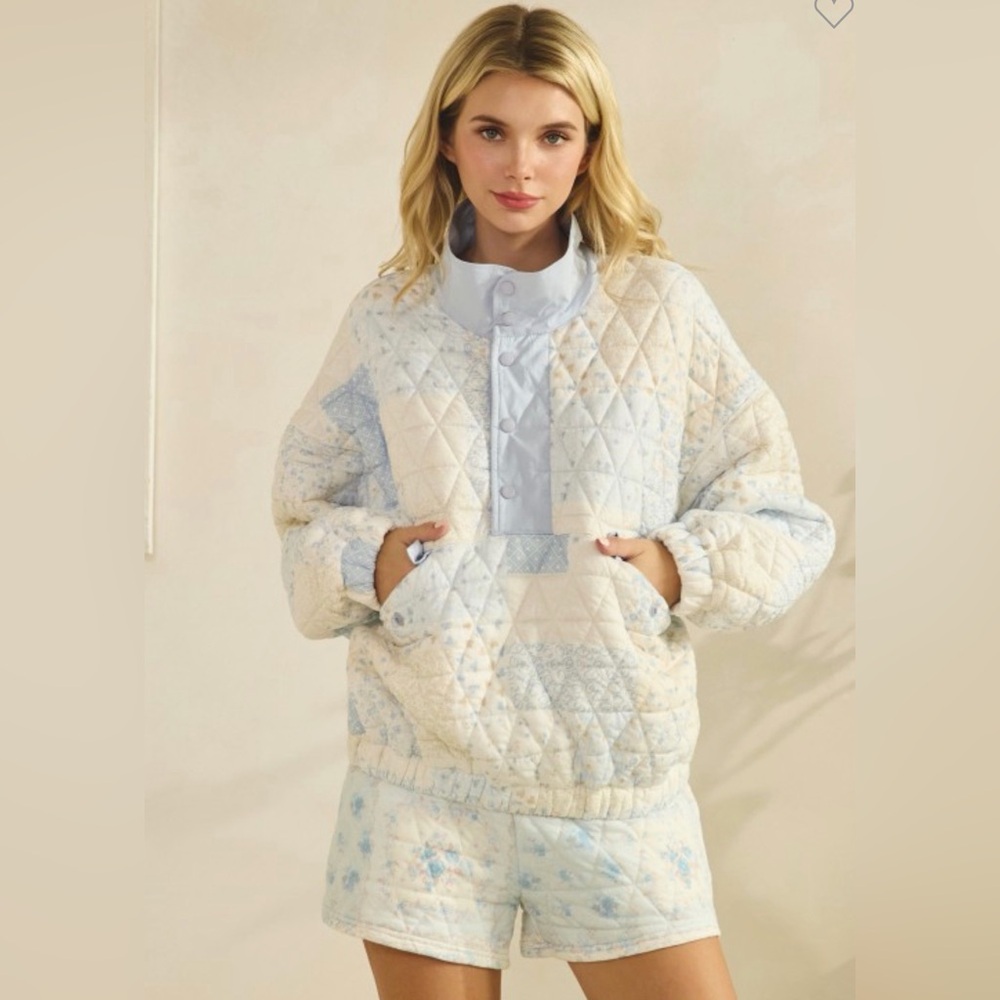 V1 Quilted printed quarterzip sweater